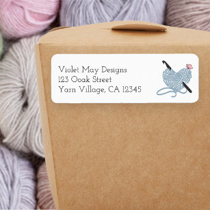 Pastel Crochet Hook Butterfly Yarn Return Address Etiket