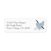 Pastel Crochet Hook Butterfly Yarn Return Address Etiket (Voorkant)