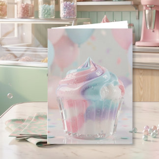 Pastel Crystal Cupcake Birthday  Kaart