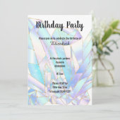 PASTEL CRYSTAL GLITTER BIRTHDAY INVITATIE KAART (Staand voorkant)