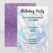 PASTEL CRYSTAL GLITTER BIRTHDAY INVITATIE KAART (Voorkant / Achterkant)