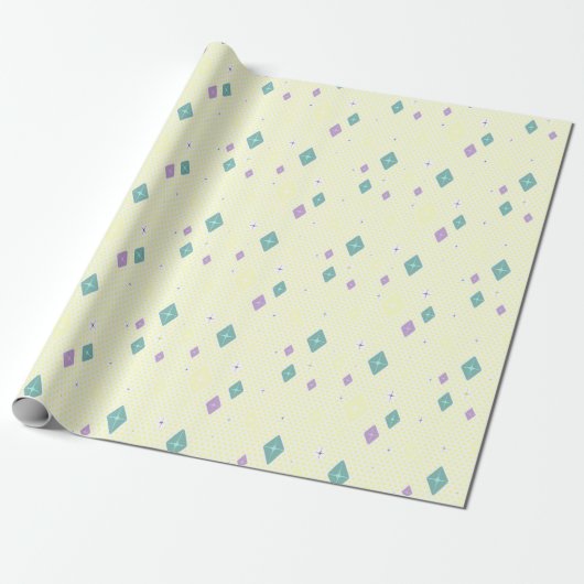 Pastel Crystal Star Pattern Cadeaupapier (Uitgerold)