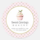 Pastel Cupcake Bakkerij Confectie Snoep Ronde Sticker (Voorkant)