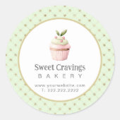Pastel Cupcake Bakkerij Confectie Snoep Ronde Sticker (Voorkant)