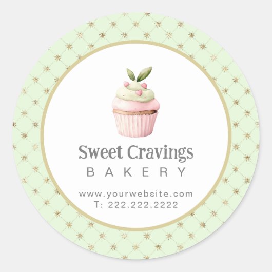 Pastel Cupcake Bakkerij Confectie Snoep Ronde Sticker (Voorkant)