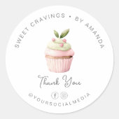 Pastel Cupcake Bakkerij Snoepjes Bedankt Ronde Sticker (Voorkant)