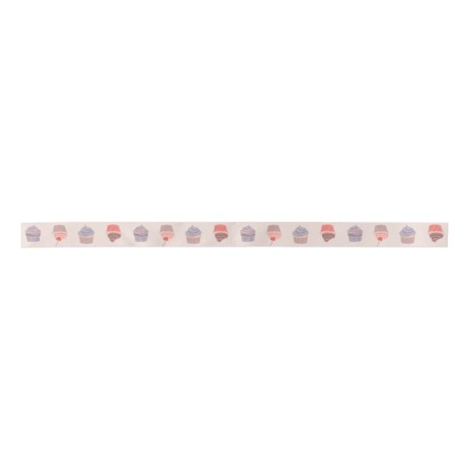 Pastel Cupcake Confetti Pattern Ribbon Satijnen Lint (Voorkant)