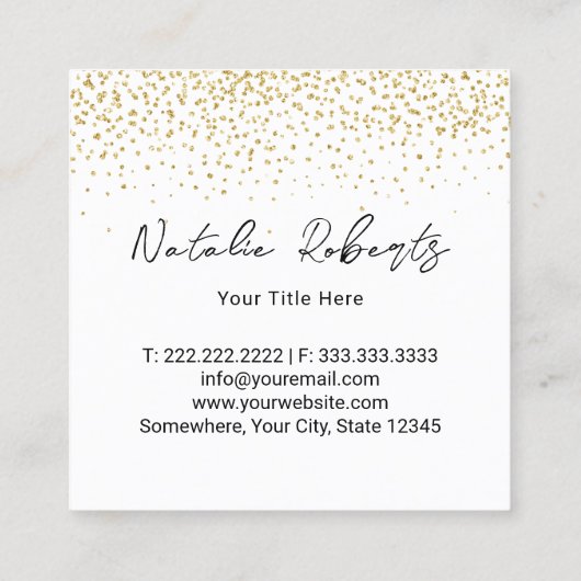 Pastel Cupcake Gold Confetti Bakkerij & banketbakk Vierkante Visitekaartje (Achterkant)