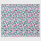 Pastel Cupcake Kerstbomen Cadeaupapier (Vlak)