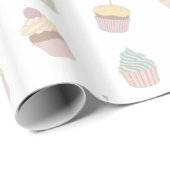Pastel Cupcake Mustache Pattern Cadeaupapier (Rol Hoek)