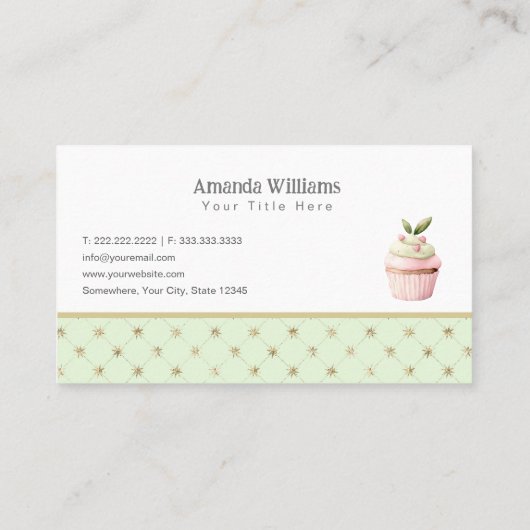 Pastel Cupcake Sweet Treats Bakkerij Waterverf Visitekaartje (Achterkant)