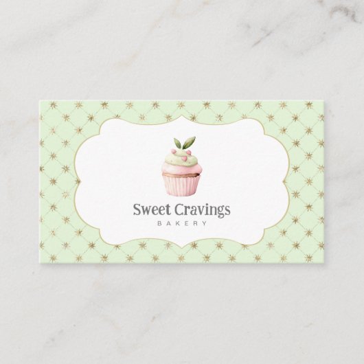 Pastel Cupcake Sweet Treats Bakkerij Waterverf Visitekaartje (Voorkant)