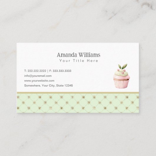 Pastel Cupcake Sweet Treats Bakkerij Waterverf Visitekaartje (Achterkant)