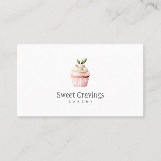 Pastel Cupcake Sweet Treats Bakkerij Waterverf Visitekaartje (Voorkant)