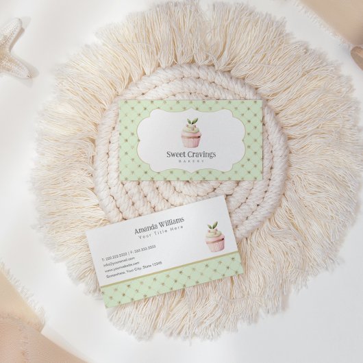 Pastel Cupcake Sweet Treats Bakkerij Waterverf Visitekaartje