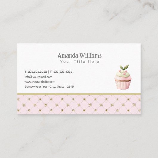 Pastel Cupcake Sweet Treats Bakkerij Waterverf Visitekaartje (Achterkant)
