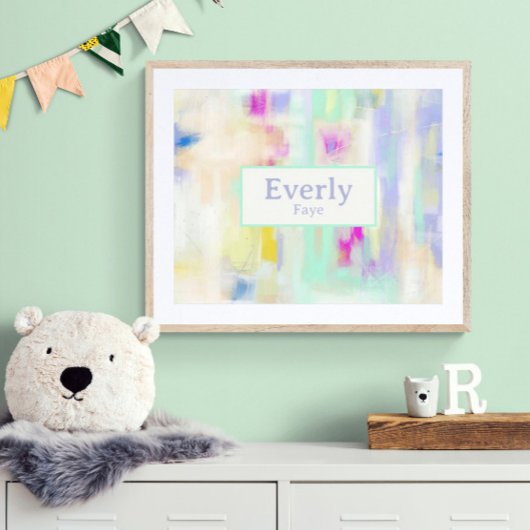 Pastel Custom Baby Naam Kinder kamer Wall Art Poster