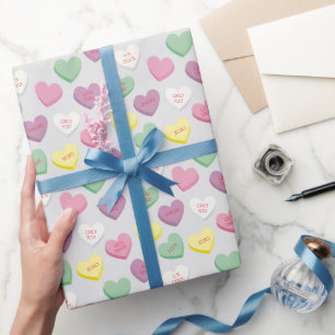 Pastel Custom Conversation Snoep Hearts Gift Wrap Cadeaupapier