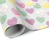 Pastel Custom Conversation Snoep Hearts Gift Wrap Cadeaupapier (Rol Hoek)