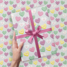 Pastel Custom Conversation Snoep Hearts Gift Wrap