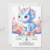 Pastel Custom Dinosaur Digitale Verjaardag Kaart (Voorkant)