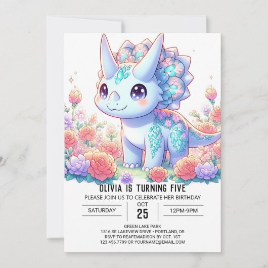 Pastel Custom Dinosaur Digitale Verjaardag Kaart (Voorkant)