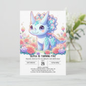 Pastel Custom Dinosaur Digitale Verjaardag Kaart (Staand voorkant)