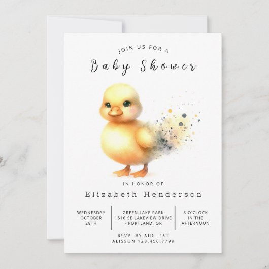 pastel custom duck Baby shower Kaart (Voorkant)
