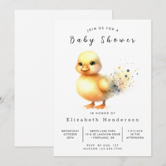 pastel custom duck Baby shower Kaart (Voorkant / Achterkant)