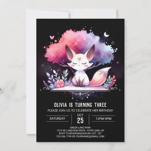 Pastel Custom Fox Verjaardag digitaal Kaart (Voorkant)
