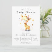 Pastel Custom Giraffe Baby shower Kaart (Staand voorkant)