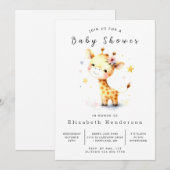 Pastel Custom Giraffe Baby shower Kaart (Voorkant / Achterkant)