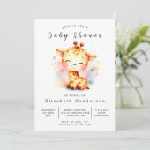 Pastel Custom Giraffe Baby shower Kaart (Staand voorkant)