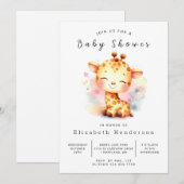 Pastel Custom Giraffe Baby shower Kaart (Voorkant / Achterkant)