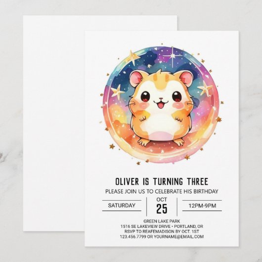 Pastel Custom Hamster Verjaardag Kaart (Voorkant / Achterkant)