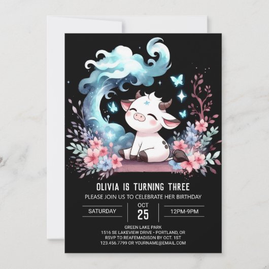 Pastel Custom Koe Verjaardag Kaart (Voorkant)