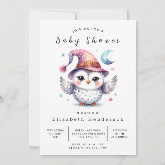 Pastel Custom Owl Baby shower Kaart (Voorkant)