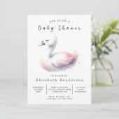 Pastel Custom Swan Baby shower Kaart (Staand voorkant)