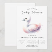 Pastel Custom Swan Baby shower Kaart (Voorkant / Achterkant)