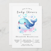 pastel custom whale Baby shower Kaart (Voorkant / Achterkant)