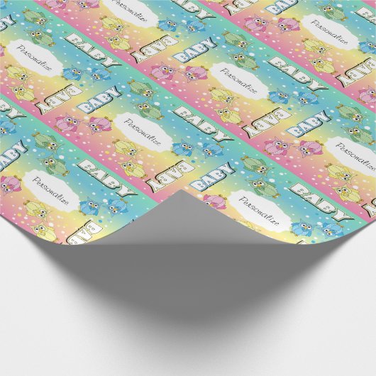 Pastel Cute Baby Polka Dot 🦉 eigenaar Cadeaupapier (Hoek)