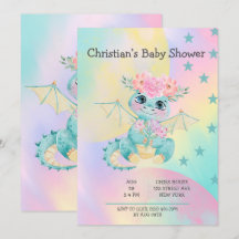 Pastel Cute Blauwgroen Dragon Peony Girl Baby show