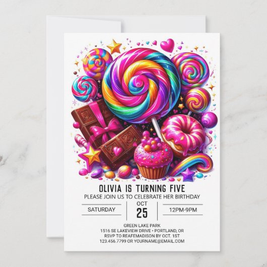Pastel Cute Candyland Digitale Verjaardag Kaart (Voorkant)