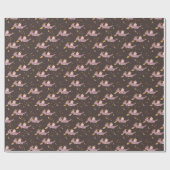 Pastel Cute Dragons Pattern Brown Cadeaupapier (Vlak)