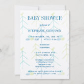 Pastel Cute Pines Bird Baby Boy Shower Invitations Kaart (Voorkant)