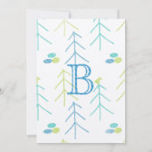 Pastel Cute Pines Bird Baby Boy Shower Invitations Kaart (Achterkant)