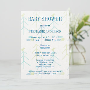 Pastel Cute Pines Bird Baby Boy Shower Invitations Kaart