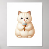 Pastel Cute Ronde Kitten met IJshoorn Poster (Voorkant)