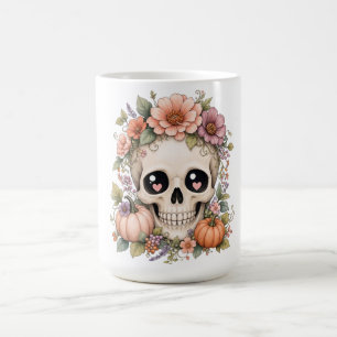 Pastel Cute Schedel PNG Coquette Herfst Bloemen Koffiemok