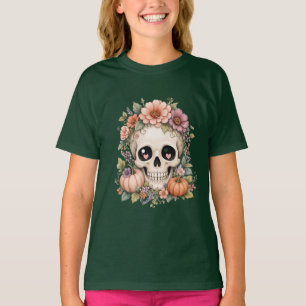 Pastel Cute Schedel PNG Coquette Herfst Bloemen T-shirt